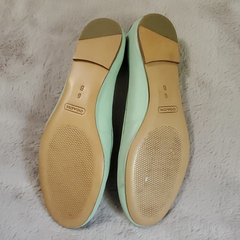 Coach August Leather Comfort Slip On Ballet Flats Light Green Size 6 - Picture 6 of 10